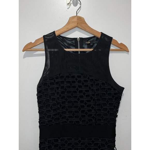 Maje Black Rimini Crochet Midi  Dress Women's Size 1 Small - Picture 6 of 12